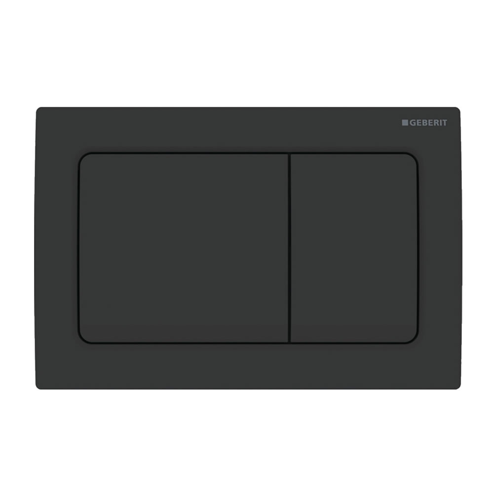 Cutout image of Geberit Alpha01 Square Matt Black Chrome Dual Flush Plate